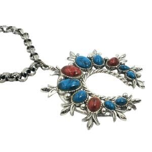Vintage Art Arthur Pepper Red & Blue Faux-Turquoise Naja-Style Necklace